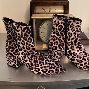 Booties - Leopard- block heel, pointed toe
